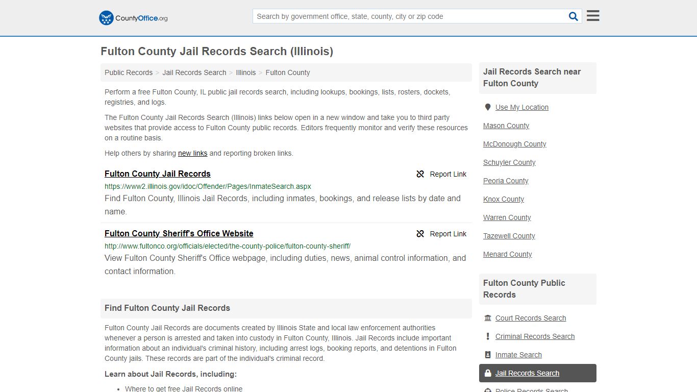 Jail Records Search - Fulton County, IL (Jail Rosters & Records)